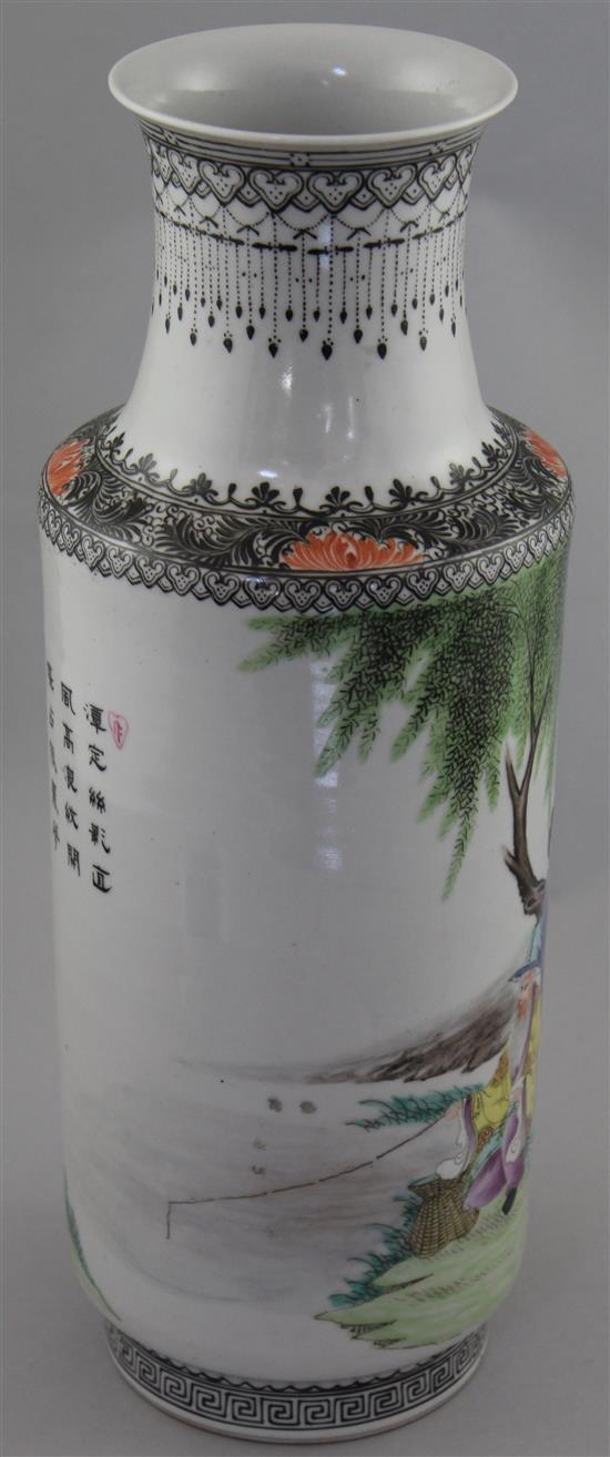 A Chinese famille rose cylindrical vase, Republic period, 25cm